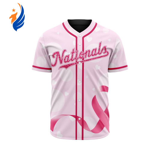 MLB Washington Nationals Special Pink Design Fight Breast Cancer Baseball Jersey Gift for Men Women - Bafud