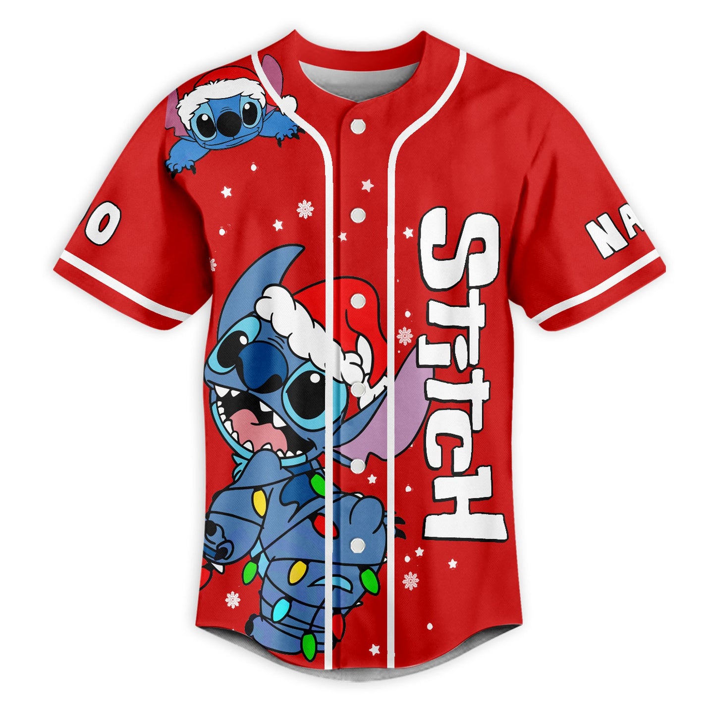 Naughty Lovely Stitch Merry Christmas Red Custom Baseball Jersey