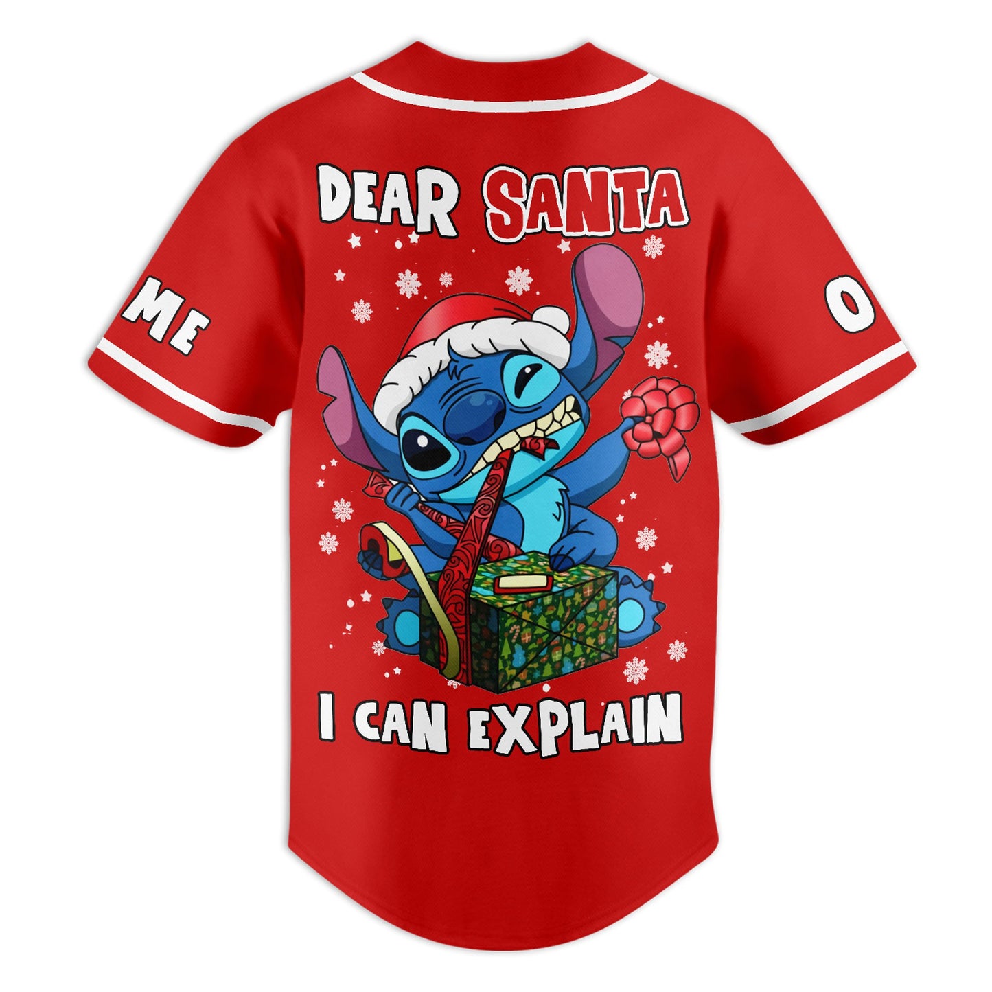 Naughty Lovely Stitch Merry Christmas Red Custom Baseball Jersey
