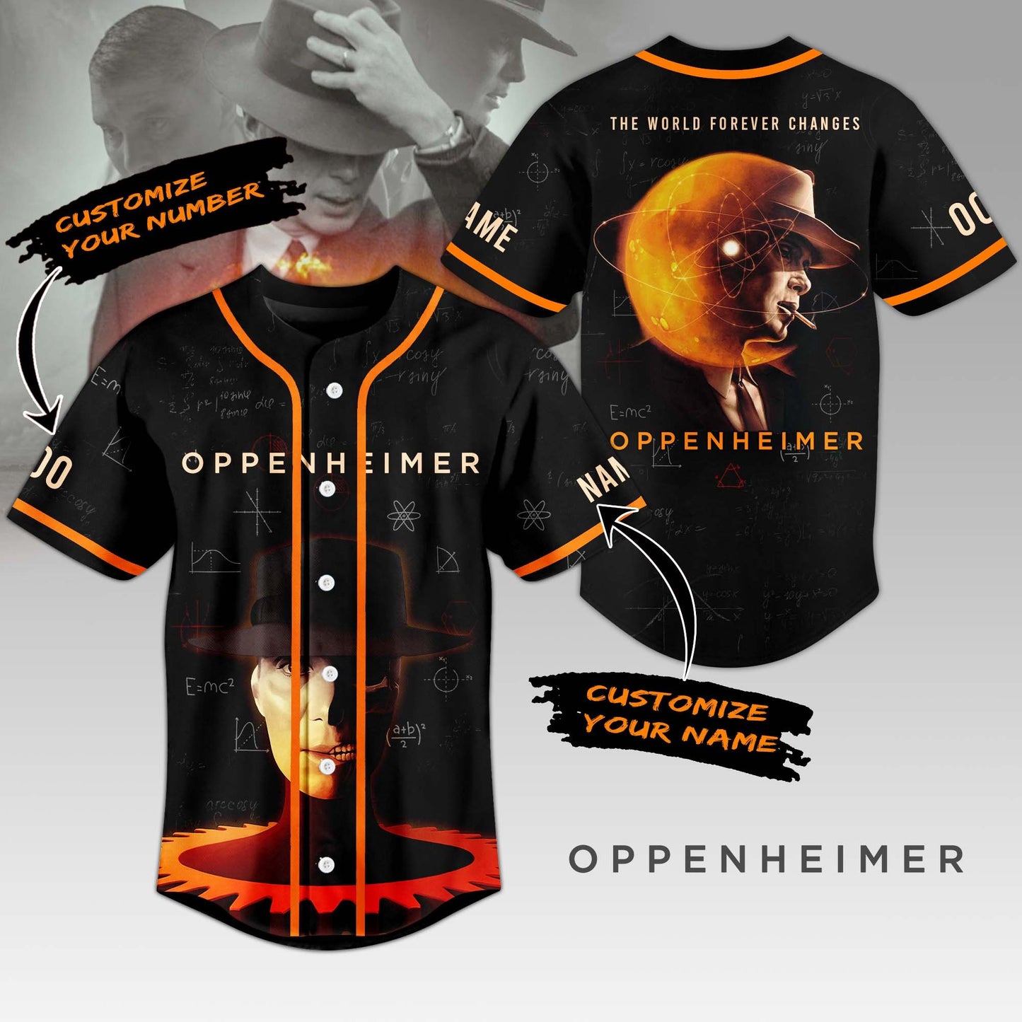 Personalized Black Shirt Stylish Oppenheimer Baseball Jersey