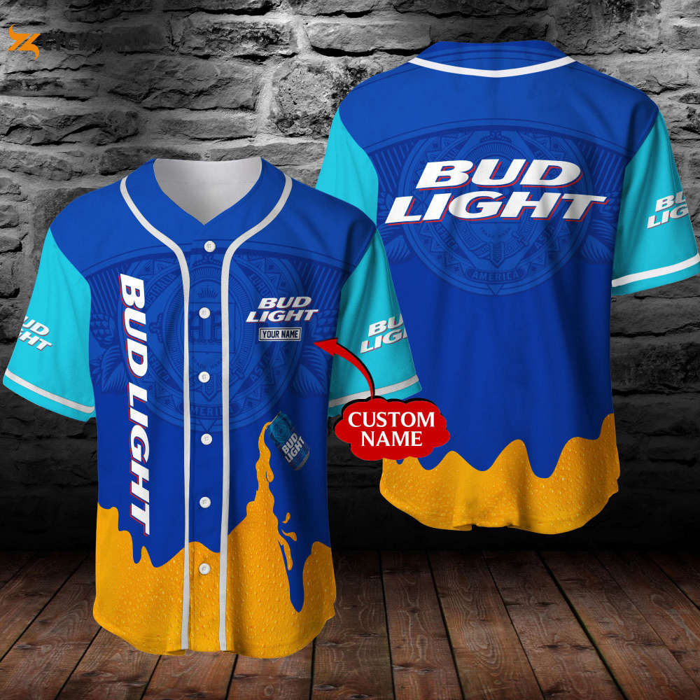 Personalized Bud Light Beer All Over Print 3D Unisex Baseball Jersey & Orange - lylyprint.com
