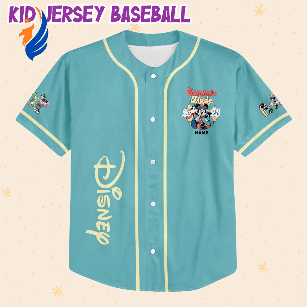 Stay Cool in Style: Personalized Disney Mickey Summer Mode Baseball Jersey - Bafud