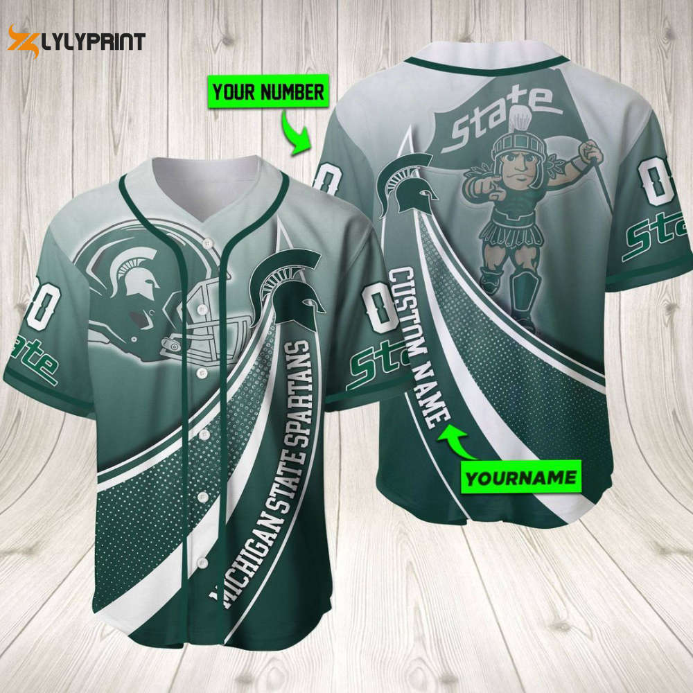 Personalized Michigan State Spartans Baseball Jersey Baseball Jersey Mascot Gift For Men Women - lylyprint.com