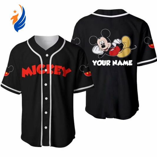 Custom Mickey Mouse Black Disney World Baseball Jersey Shirt - Personalized Walt Disney Souvenir - Bafud