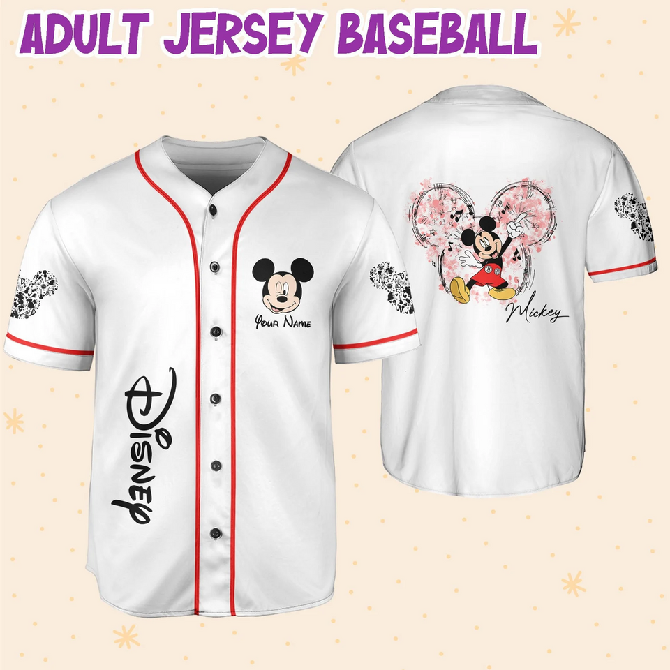 Custom Mickey Mouse Love Music Baseball Jersey Shirt - Personalized Unique Design - Bafud