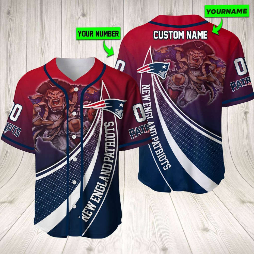 Personalized New England Patriots Baseball Jersey Baseball Jersey Mascot Gift For Men Women - lylyprint.com