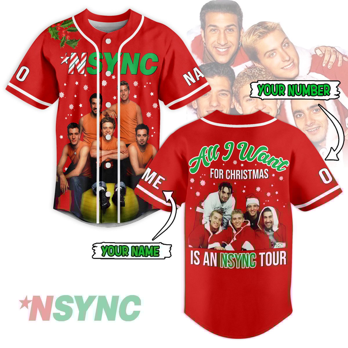 Personalized Red Shirt NSYNC Baseball Jersey For Shipping Worldwide
