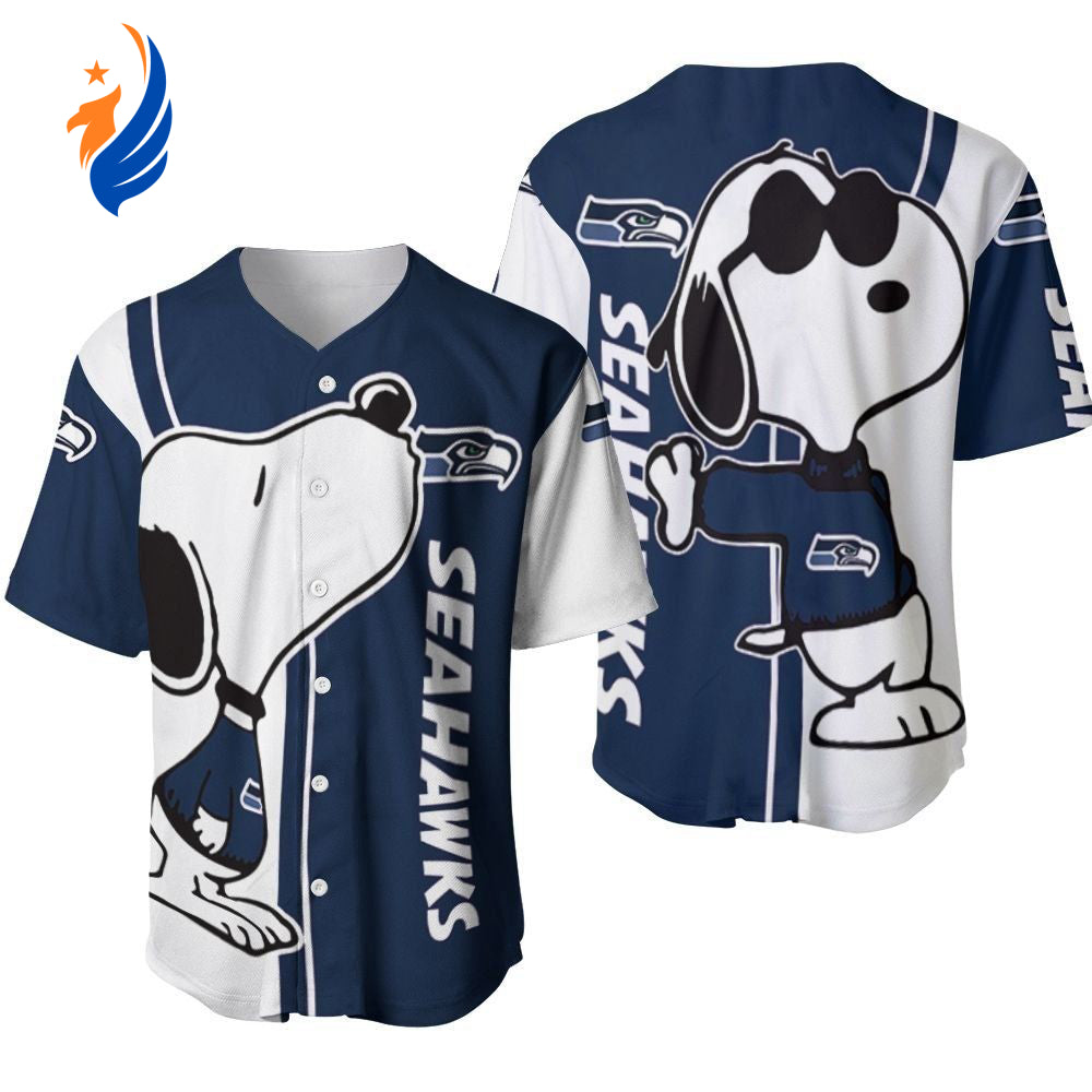 Seattle Seahawks snoopy lover Printed Baseball Jersey - Gift for Men Women- Gift for Women Men - Bafud