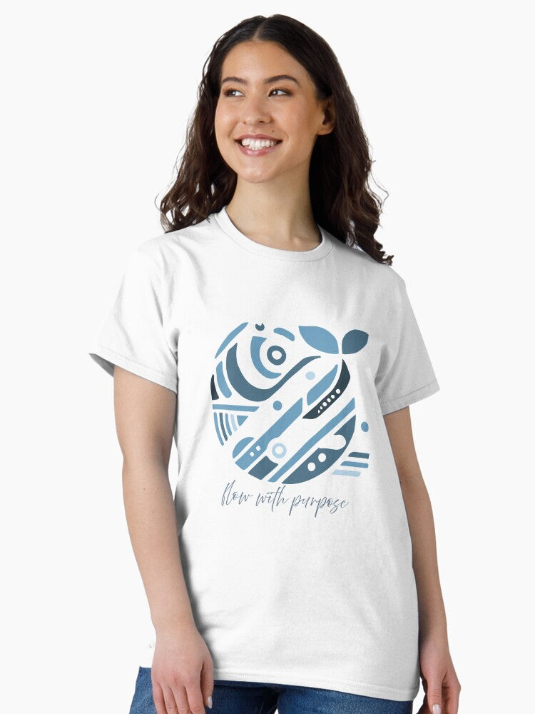 "Flow with Purpose" - Abstract Geometric Whale Design Classic T-Shirt