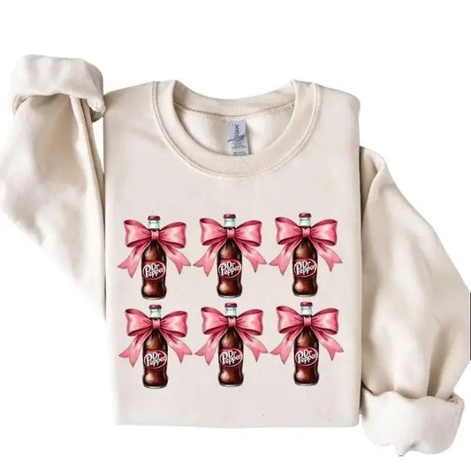 Dr Pepper Pink Coquette Bow sweatshirt/hoodie/tshirt, Dr Pepper Pink Bow Sweatshirt, Vintage Dr Pepper Soda Lovers Sweatshirt, Trendy Dr Pepper Sweatshirt