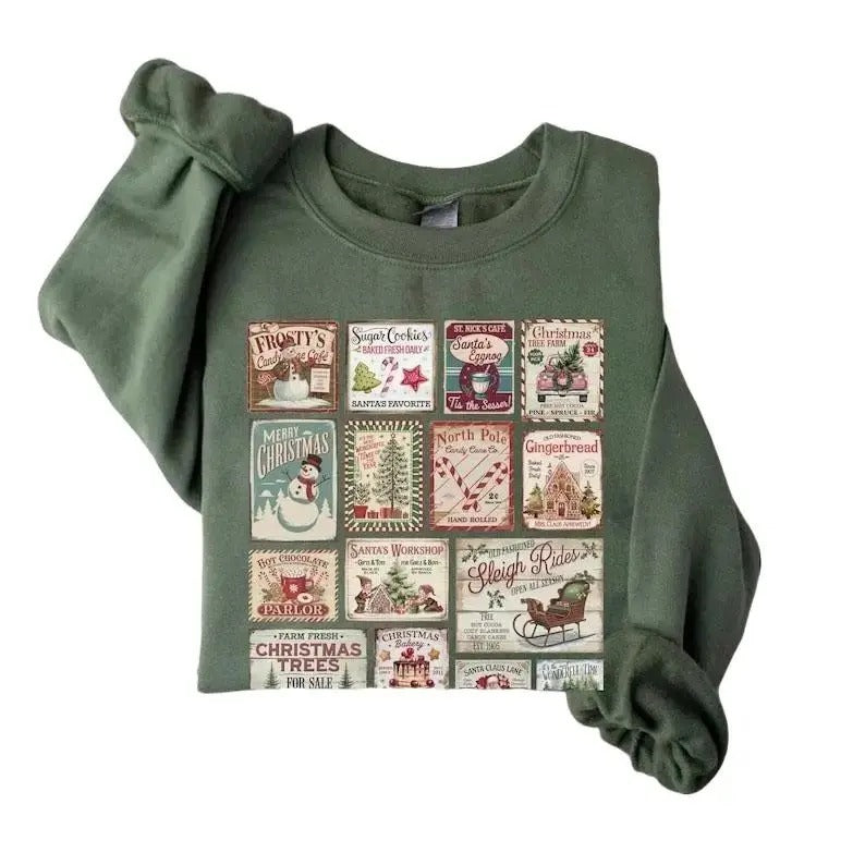 Gildan Vintage Christmas Sweatshirt/hoodie/tshirt, Retro Christmas Shirt, Santa Claus Shirt, Christmas Stamps Shirt, Christmas Tree Shirt, Merry Christmas Shirt