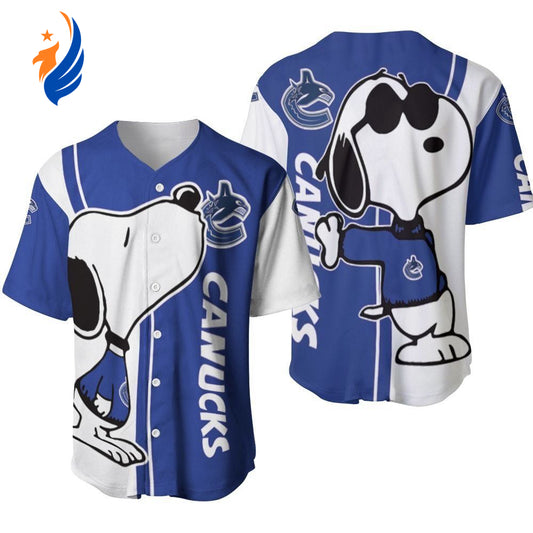Vancouver Canucks snoopy lover Printed Baseball Jersey - Gift for Women Men - Bafud