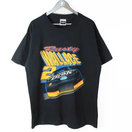 vintage NASCAR Rusty Nallace Ford t-shirt black authentic wear retro motor sport 90s racing tee, Sporty Tshirt, Men's Clothes, Men's Tshirt Casual Menswear
