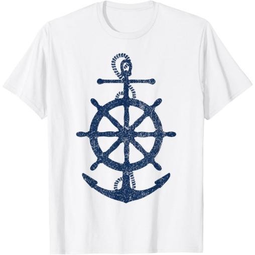 vintage distressed sail boating nautical grungy navy anchor T-Shirt Made in USA